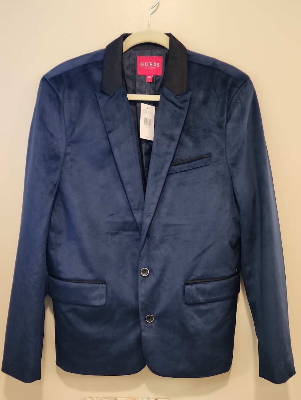 Guess Los Angeles Royal Velvet Blazer Men's Navy Blue/Black Dinner Jacket size L